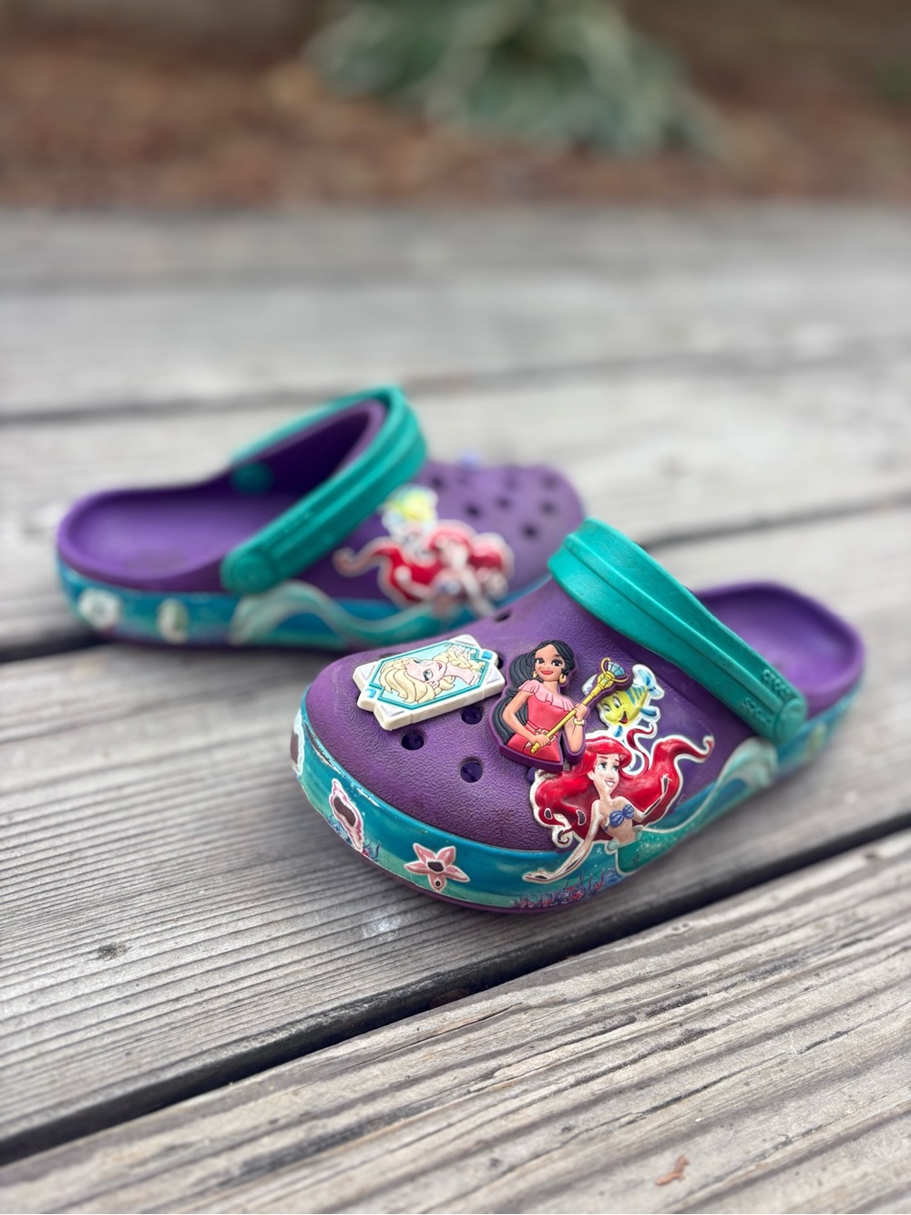 CROCS Purple & Teal Little Mermaid Clog Sandals